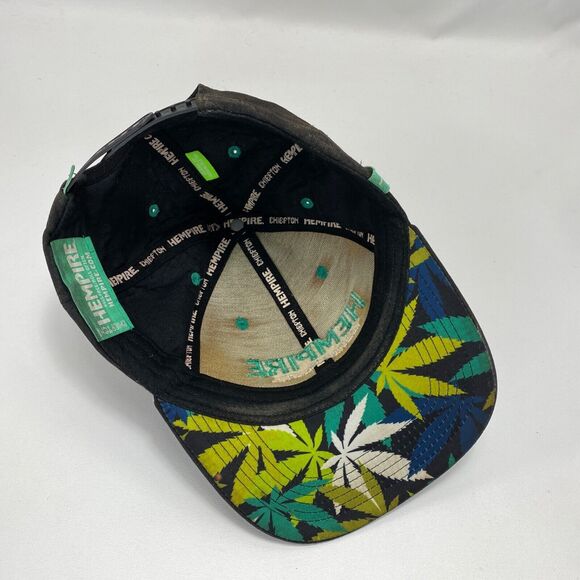 Hempire Mens Cap Hat Black Snap Back Embroidered Logo Chiefton Made of Hemp - Picture 7 of 9